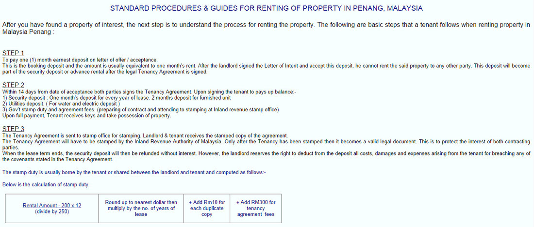 Tenancy agreement between 1 to 3 years rm2 for every rm250 of the annual rent above rm2,400. Penang Renting Guide Overseas New Property