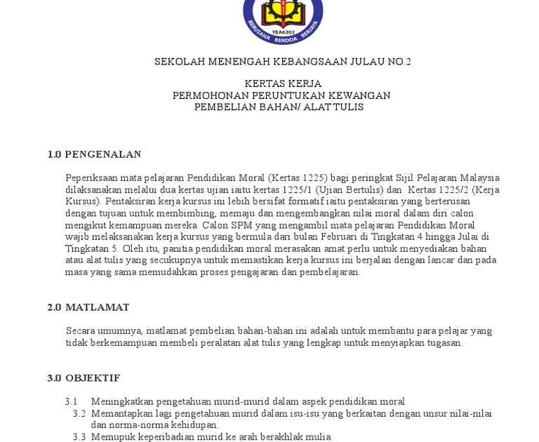 kertas kerja mohon sumbangan