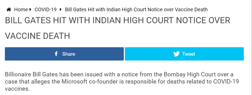 Bill Gates Headline about court action in India.