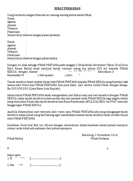 Contoh Surat Kuasa Jual Beli Tanah Pdf