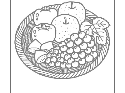 上 秋の果物 イラスト 白黒 331011