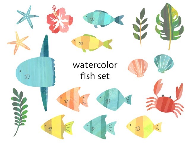 ゆるい 手書き 魚 イラスト かわいい