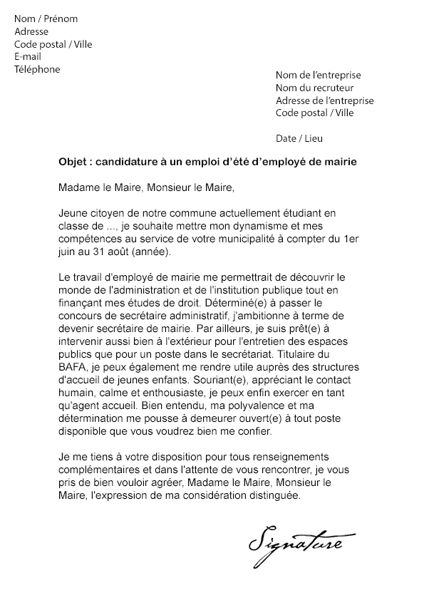 Lettre De Motivation Pour Communauté De Communes - Exemple 