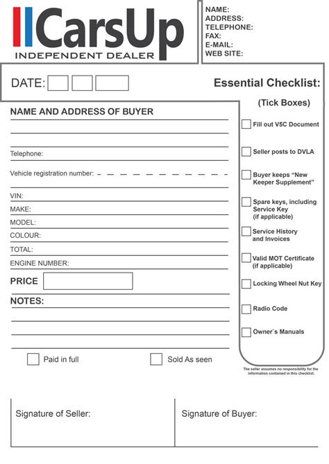 car sale receipt template pdf pdf template