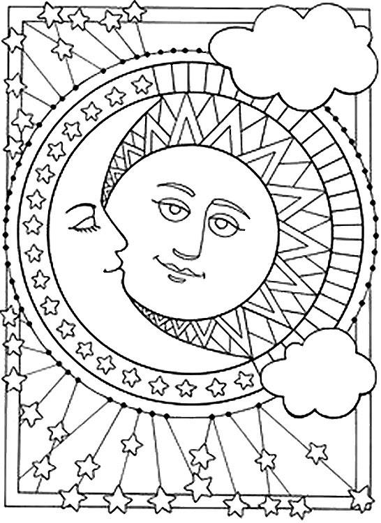 ausmalbilder sonne mond und sterne - ausmalbild kostenlos