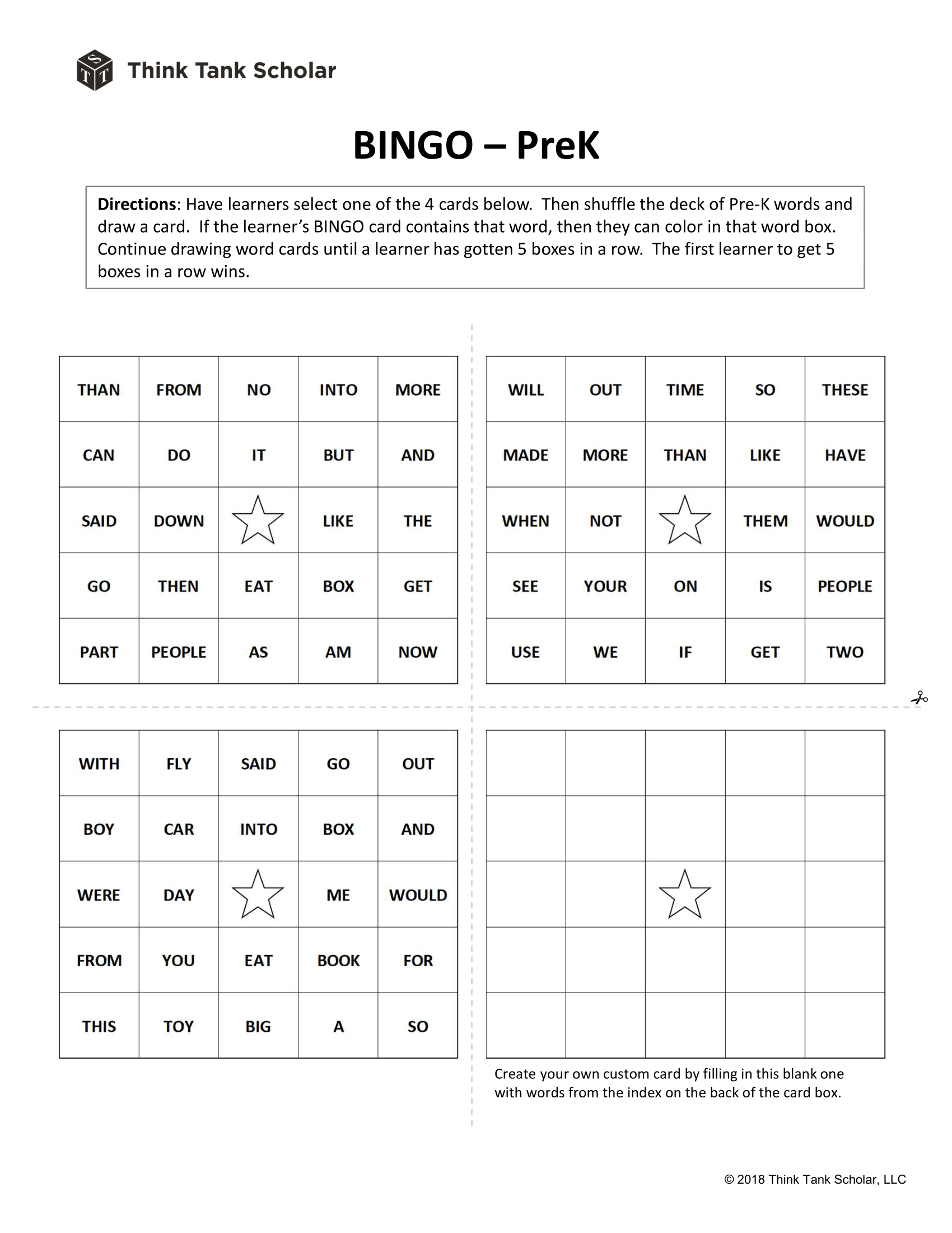 Do you like learning about new things in english? Sight Words Worksheet Free Word Bingo Pre K Printable Think Tank Scholar