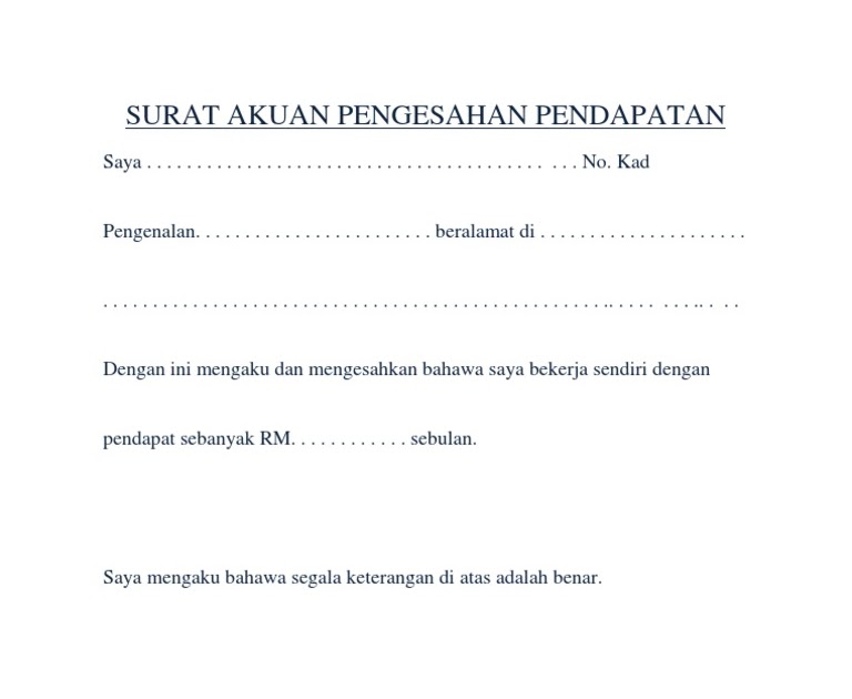 Surat Rasmi Bekerja Sendiri - Persoalan w