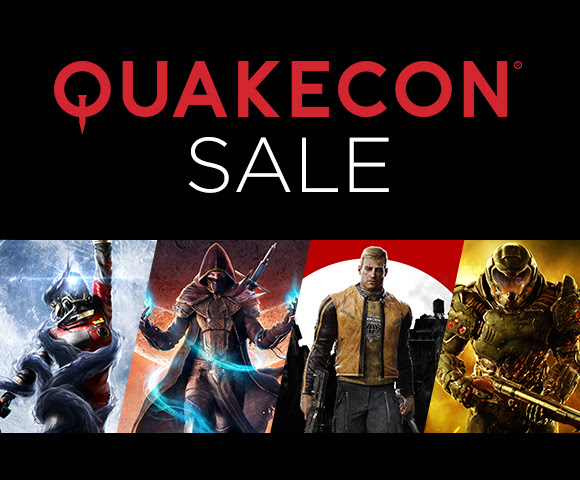 Games available in the Quakecon sale, including DOOM & Wolfenstein.