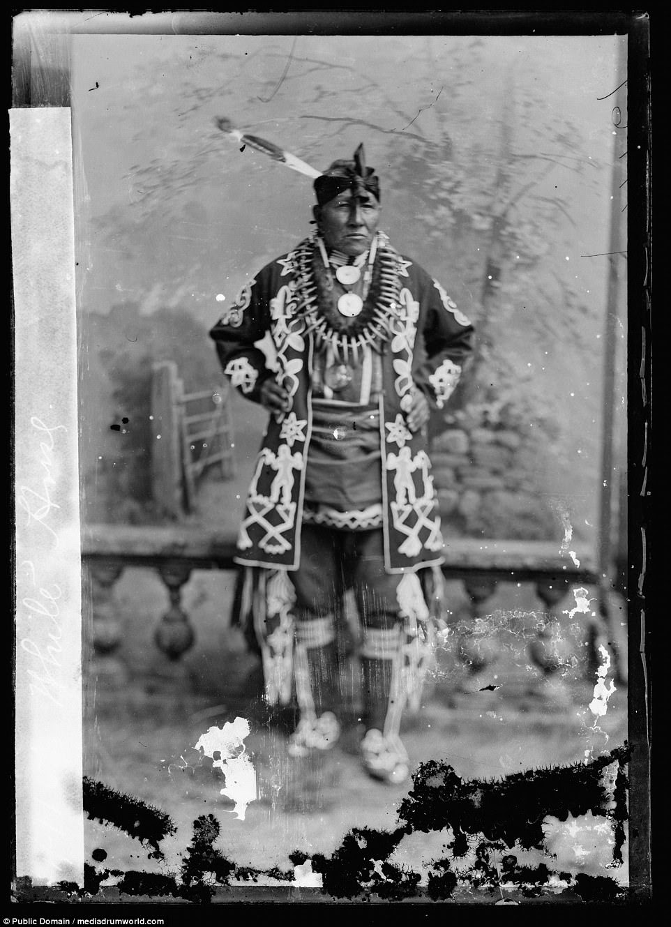 White Horse, chief of the Kiowa people, in 1894. Most of the pictures were taken between 1865 and 1915