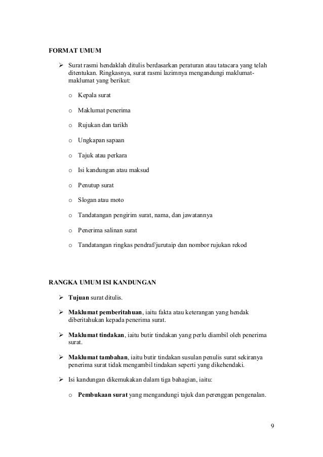 Contoh Format Surat Rasmi Kerajaan