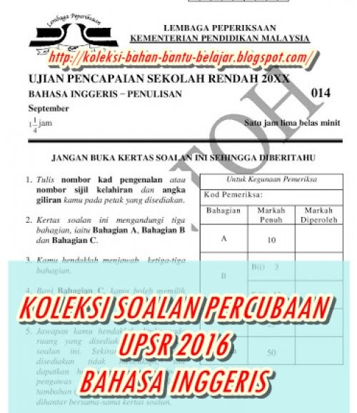 Contoh Soalan Bahasa Inggeris Upsr Format Baru - Resepi Ayam k