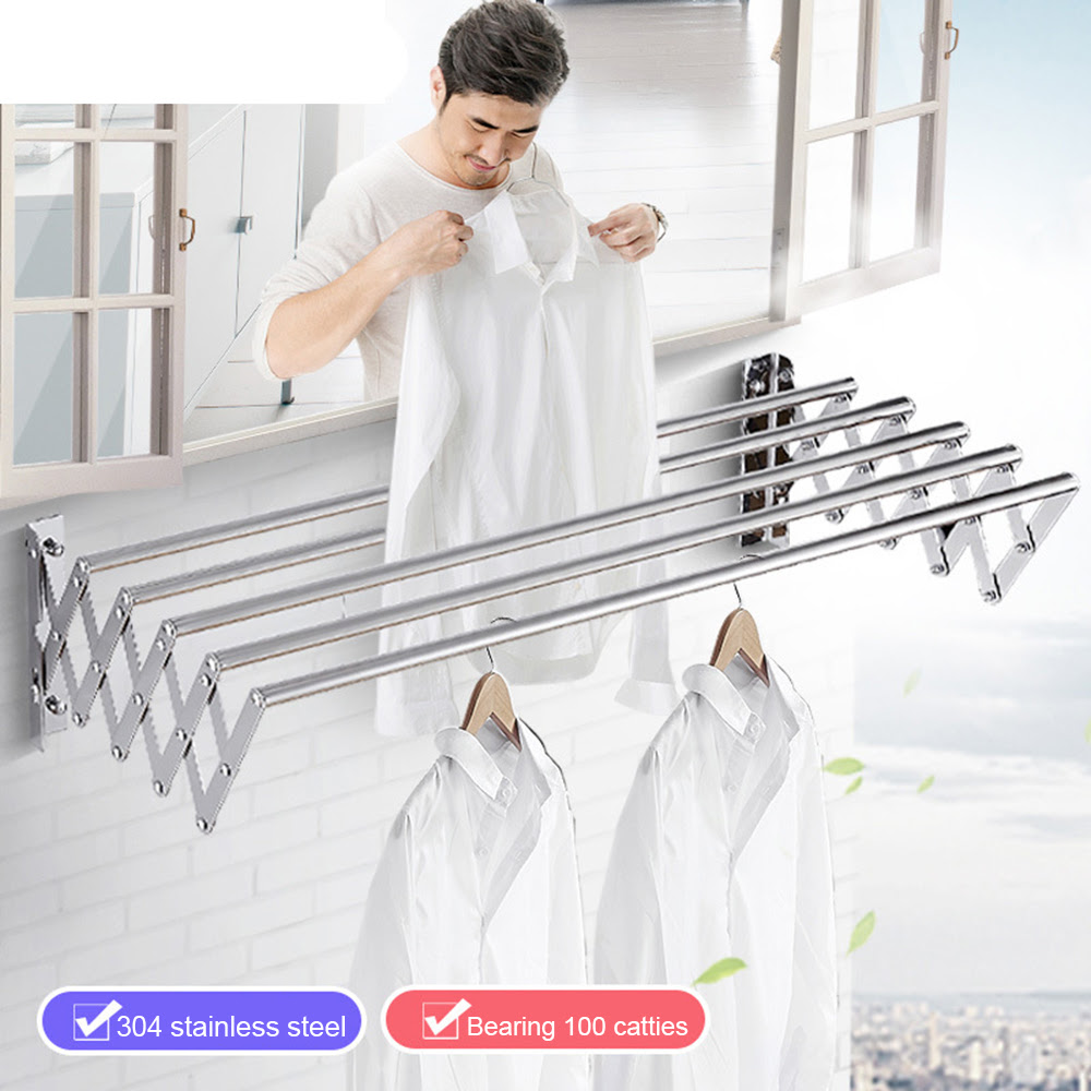 Wall mount clothes hanger laundry drying rack folding storage. Clothes Hanger Space Saver Clothes Rack Stainless Steel Wall Mounted Laundry Folding Clothes Drying Rack Hangers For Clothes Drying Racks Aliexpress