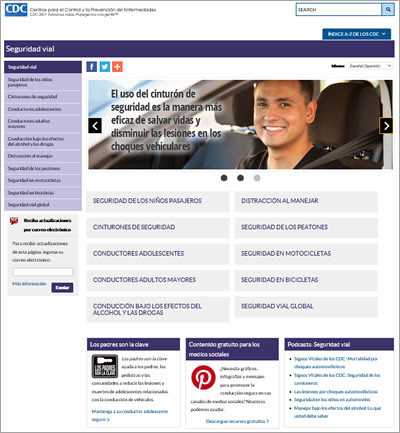 Spanish Motor Vehicle Safety website screenshot