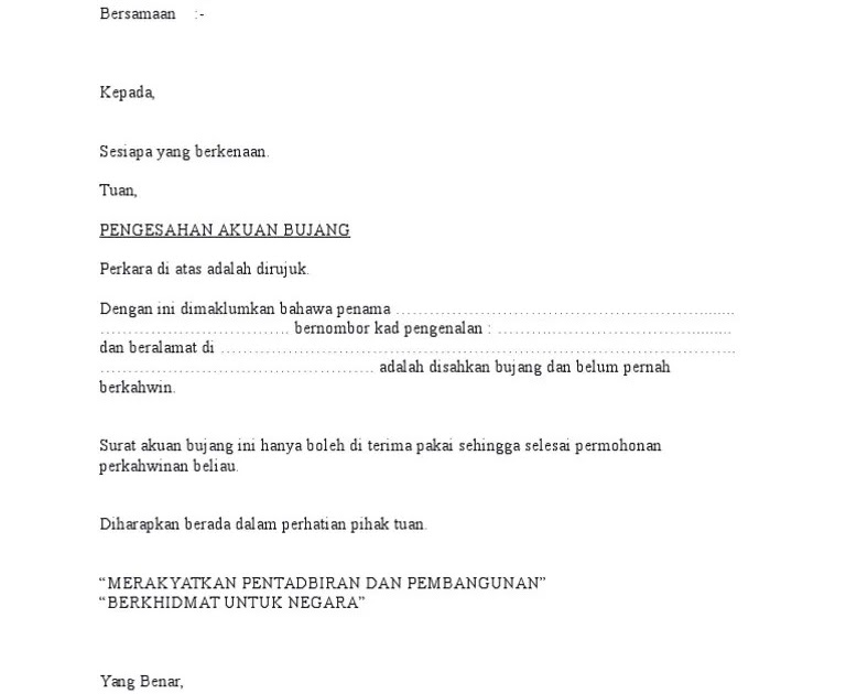Contoh Surat Pengesahan Bujang Dari Ketua Kampung 9 Prosedur Borang