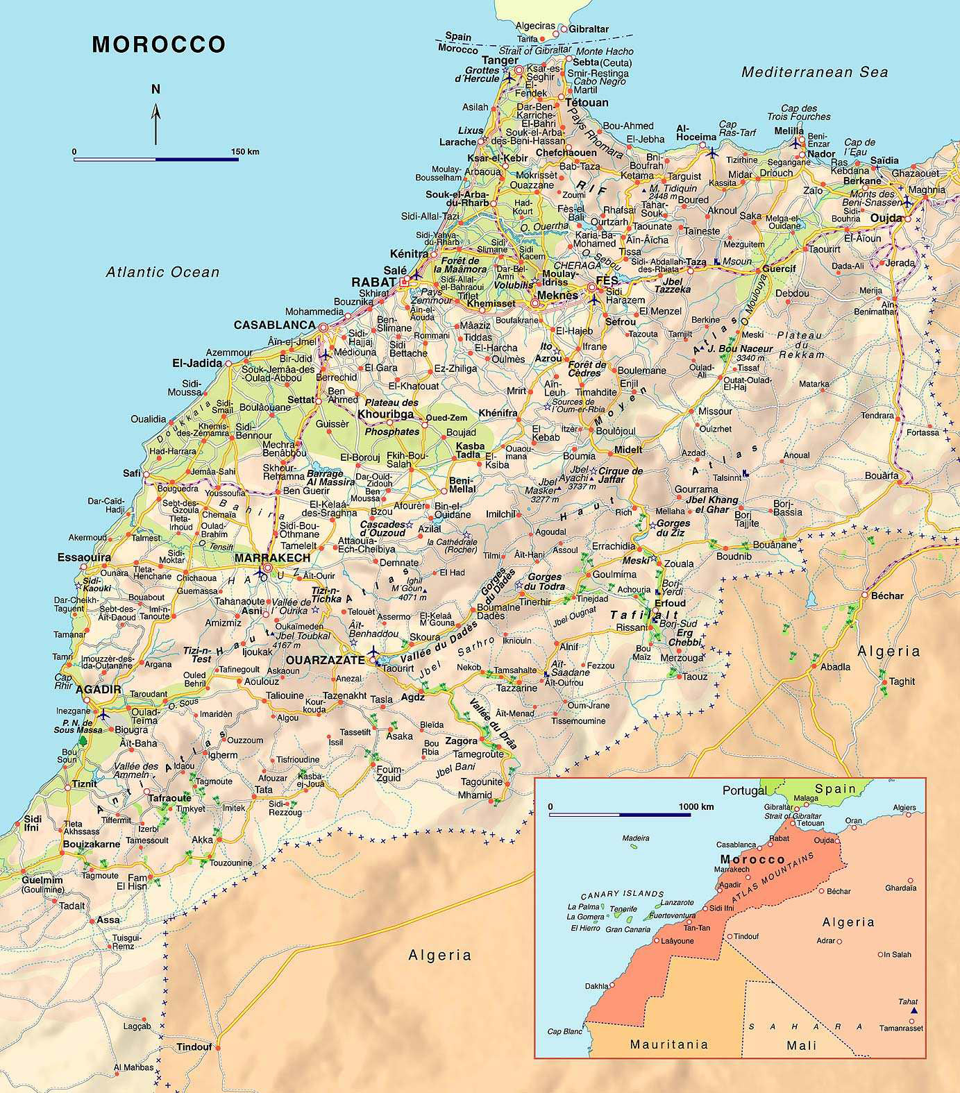Lonely planet photos and videos. Large Detailed Road Map Of Morocco With Airports Morocco Large Detailed Road Map With Airports Vidiani Com Maps Of All Countries In One Place