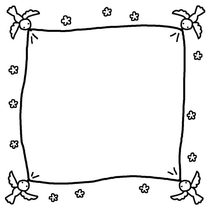 美しい花の画像 ロイヤリティフリー枠 イラスト 白黒
