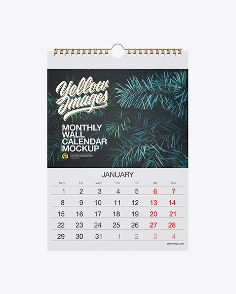 Download Textured Monthly Wall Calendar Mockup - Front View | 3d ...
