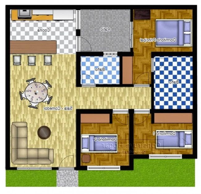  Denah  Rumah  Minimalis 3  Kamar  1  Mushola 