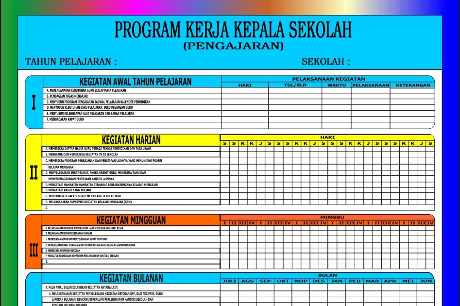 Contoh Program Kerja Kepala Sekolah Tk - IMAGESEE