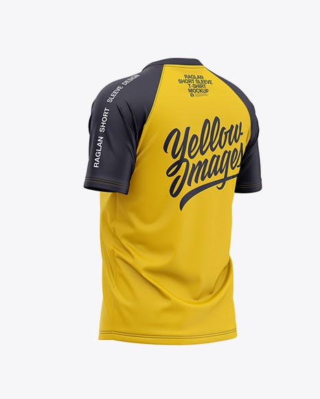 Download Free Men's Raglan Short Sleeve T-Shirt Mockup - Back Half ...