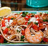 shrimp and whole wheat pasta dish