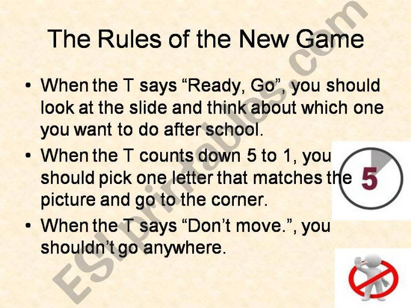 For some, it matters that a structure is developed so that everyone knows the rules of the game, how and. Esl English Powerpoints Four Corners Game The Whole Class Ppt Game