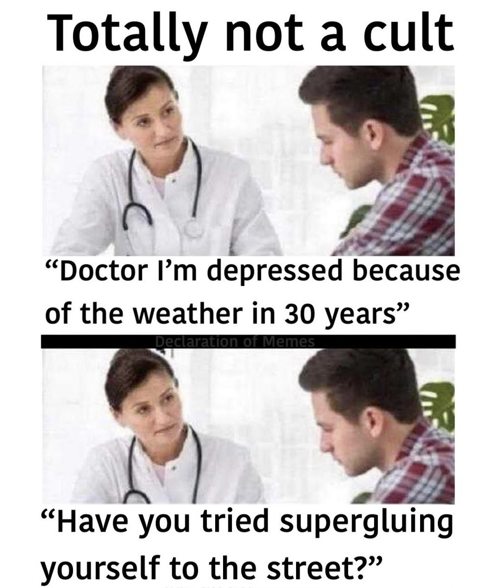 Meme where doctor suggests to patient that superglueing oneself to the street is a good idea.