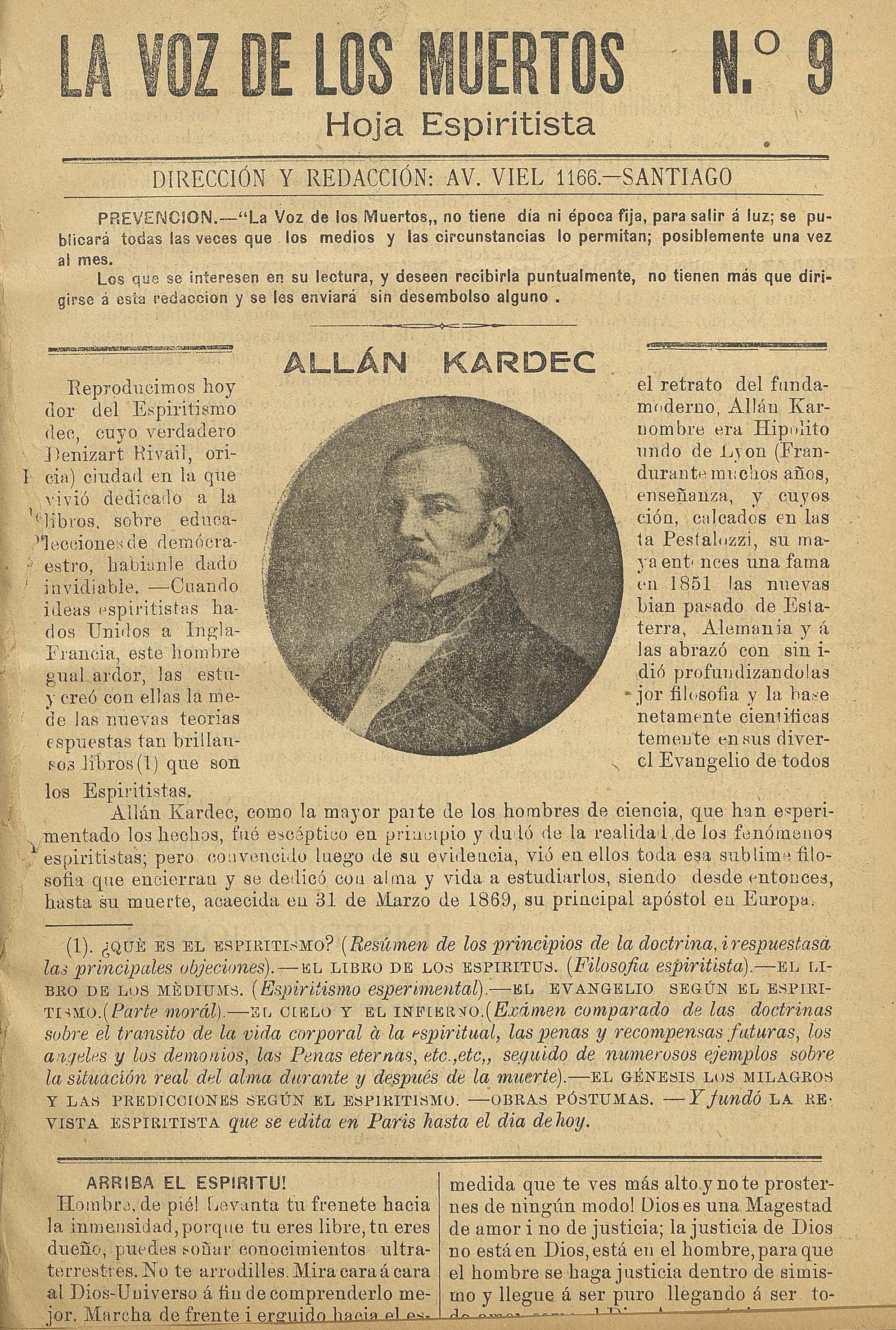 Allan kardec el libro de los muertos en español pdf. La Voz De Los Muertos Hoja Espiritista Numero 9 Diciembre De 1908 Memoria Chilena Biblioteca Nacional De Chile