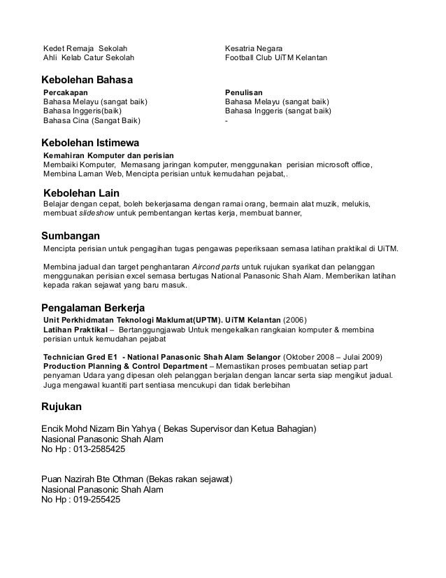Contoh Cover Letter Bahasa Melayu Untuk Latihan Industri 