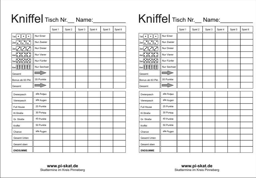 Kniffelblock Zum Ausdrucken / Ladet euren kostenlosen ...
