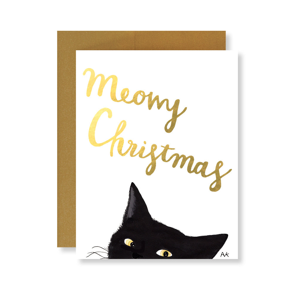 Christopher radko meowy christmas glass ornament top rated seller. Meowy Christmas Card W Gold Foil Akrdesignstudio