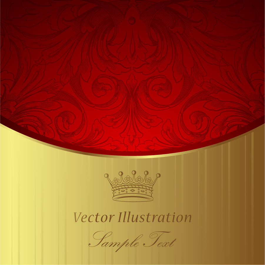 素材 金と赤の対比がゴージャスな背景 Gorgeous Classic Pattern Background イラスト素材