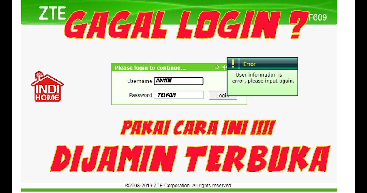 Password Admin Zte F609 Terbaru - User Dan Password F609 - Cara Login Modem IndiHome ZTE ...