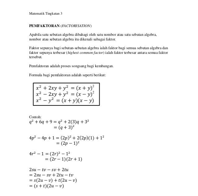 Contoh Soalan Pecahan Algebra - Malacca a