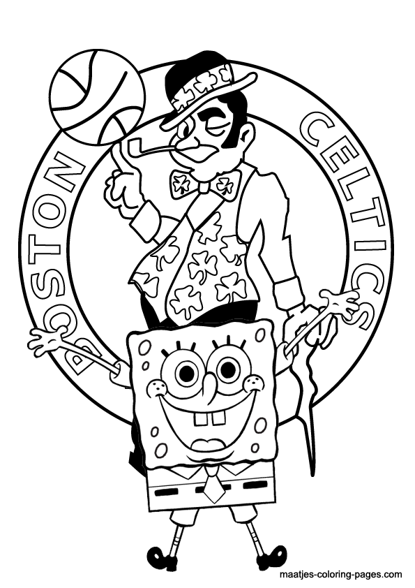 How to draw boston celtics logo. Boston Celtics And Spongebob Nba Coloring Pages