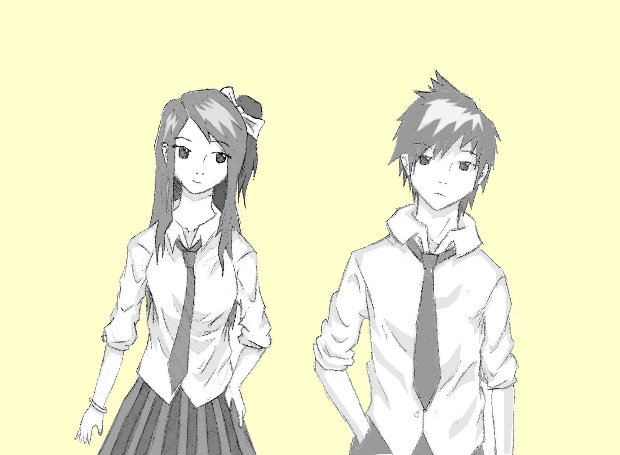 Friendship Anime Girl And Boy Drawing