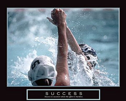 Water polo is a water sport played by two teams. Success Water Polo Poster 28x22