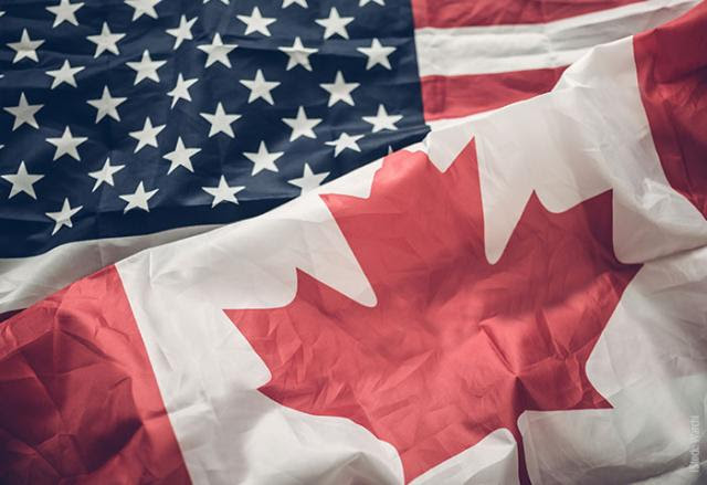 United States of America and Canada Flags
