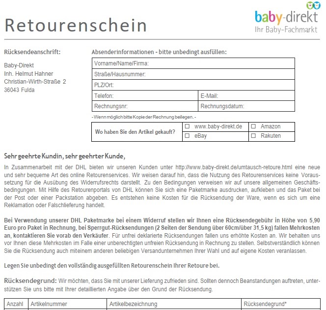 Dhl Retourenschein Zum Selbst Ausdrucken / Sky Retoure ...