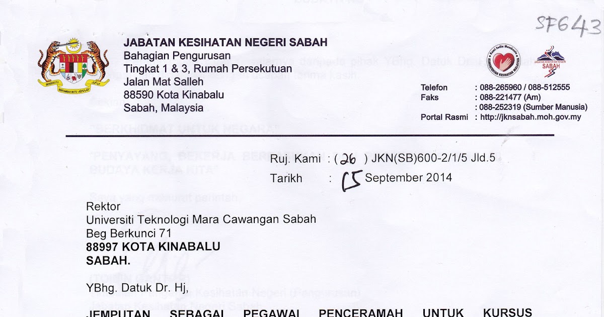 Surat Rasmi Jemputan Sebagai Penceramah - Rasmi Q