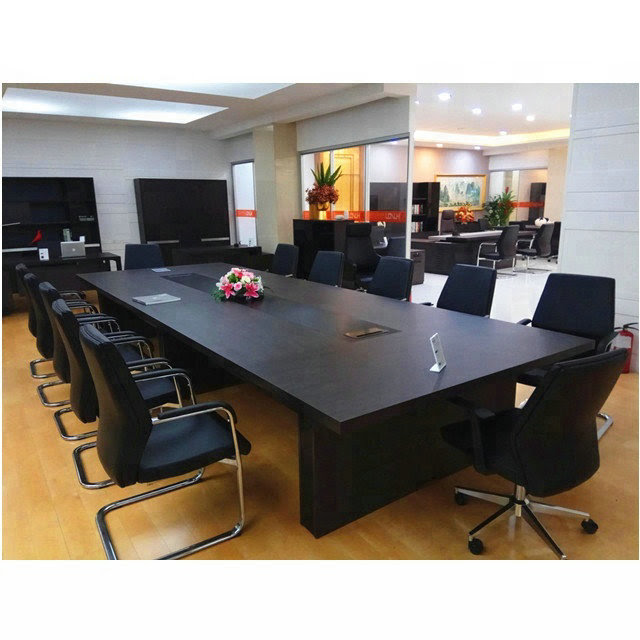 Some options that you can find in a modern boardroom table include: Long Boardroom Desk Office Furniture Wooden Government Conference Room Table