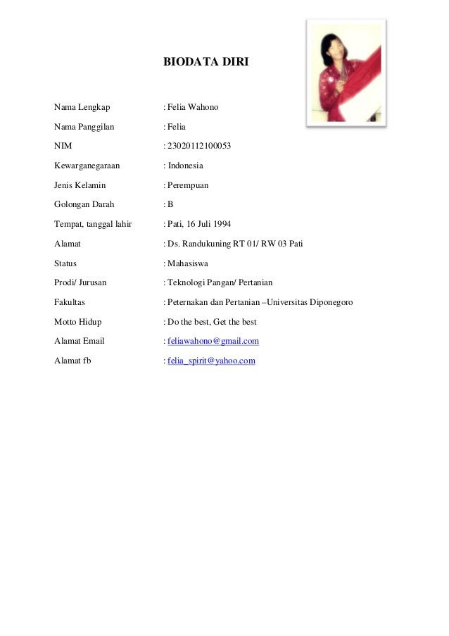 Contoh Biodata Lengkap Contoh Biodata Diri Pelajar Sekolah Rendah Erectronic