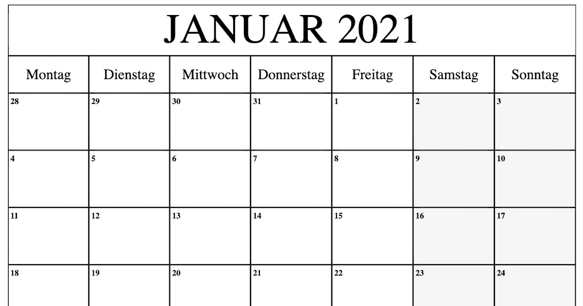 Monatskalender 2021 Zum Ausdrucken Kostenlos / Kalender ...