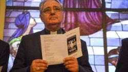Bispo de San Isidro e presidente da Conferência Episcopal Argentina, Dom Oscar Vicente Ojea, durante oração inter-religiosa em favor da vida, em 7 de junho