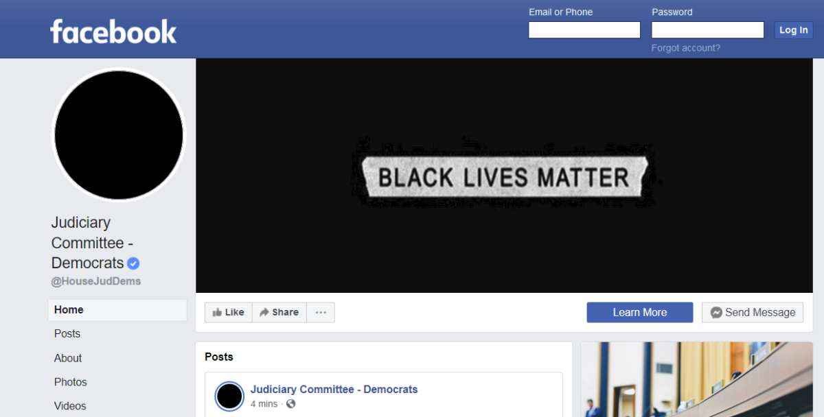 House Judiciary committee Facebook Homepage