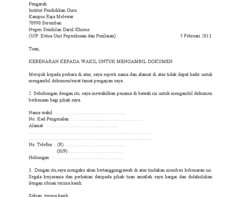 Format Surat Rasmi Kepada Jpj - Surat LL