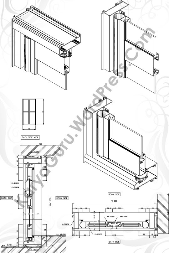 Ide 30 Detail  Pintu Kaca Aluminium  Dwg 