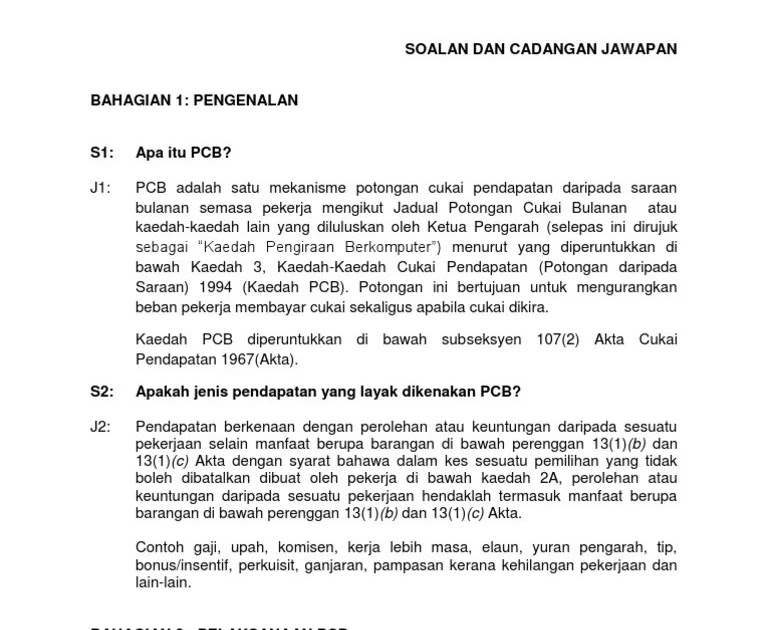 kaedah bayaran potongan cukai bulanan