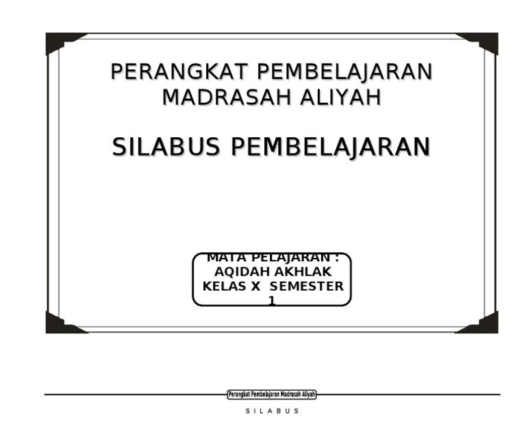 Silabus Akidah Akhlak Kelas X Ganjil - Revisi Sekolah