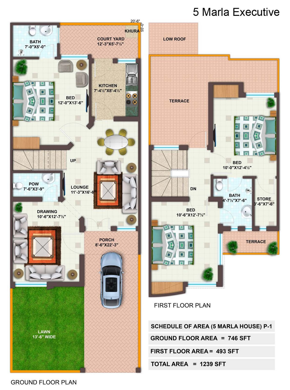 Mj oblíbený dom 5 Marla house floor plan